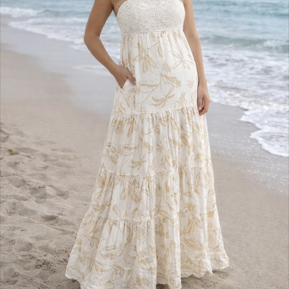 Aerie Cream and Tan Textured Skirt